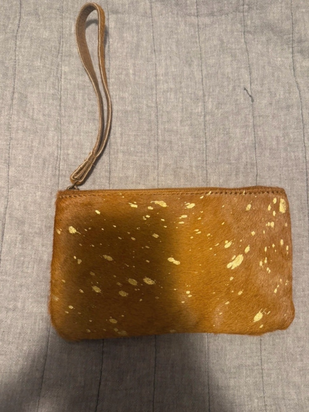 Brown Wristlet Clutch with Gold Speckle Accents